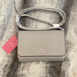 Light Grey Kate Spade Wallet on a String Crossbody purse